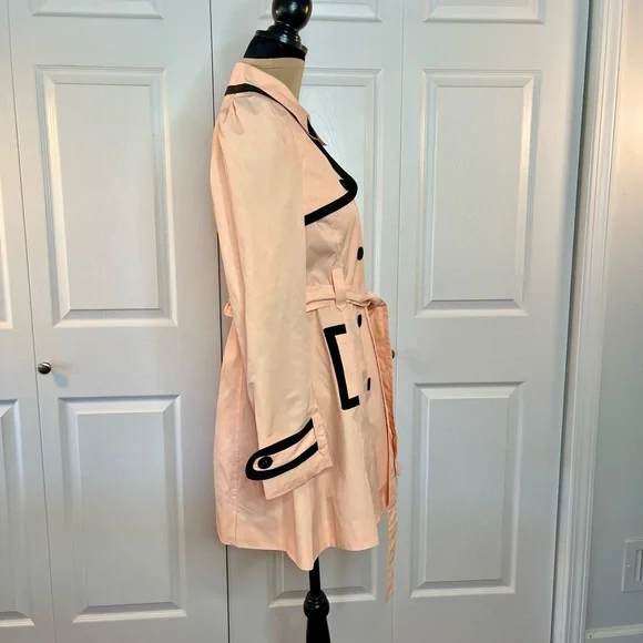 XXI twist Elegant Women's Double feasted Peach/black Trench Coat, M , NWT - Picture 3 of 17